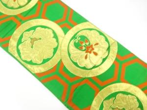 アンティーク　丸紋に花模様織り出し袋帯（材料）